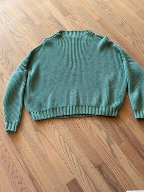 Knotty Ones Women's Cropped Knit Sweater - Sage Green